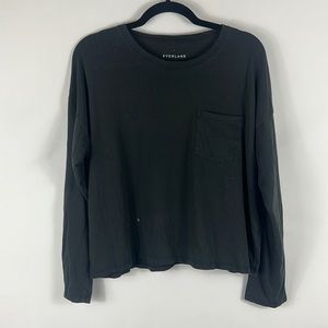 Everlane Black The Long Sleeve Box Cut Pocket Shirt Size L